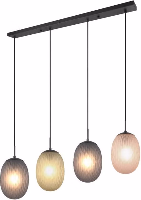 Pendolo Trio Facette nero opaco 4xE27 vetro colorato