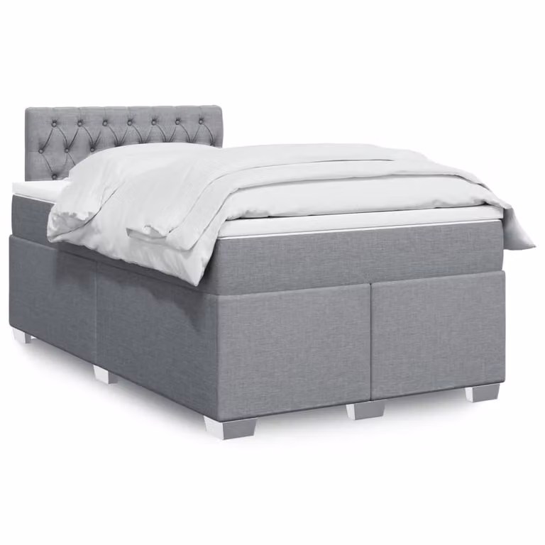 vidaXL Letto Ibrido con Materasso e Struttura Imbottita Grigio e Bianco L/P/H: 200 x 120 x 100,5 cm