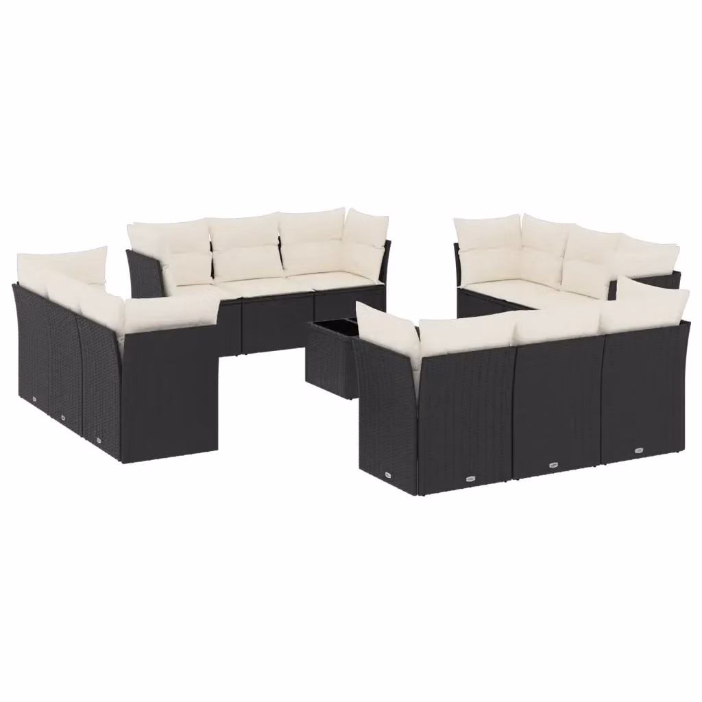 Set Divani da Giardino a L vidaXL con Cuscini e Tavolino da Esterno, Struttura in Metallo e Polyrattan Nero – 2