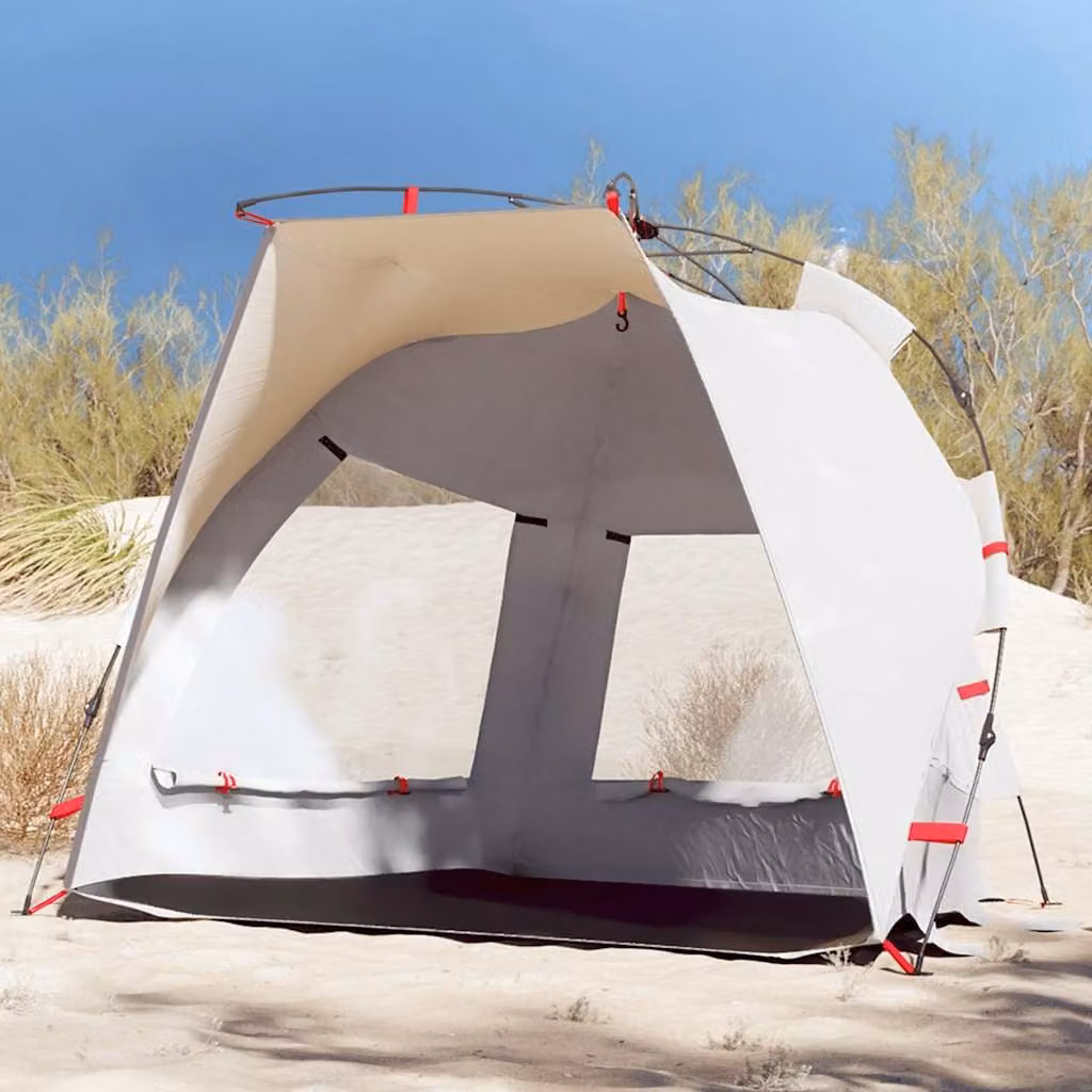 vidaXL Tenda da Spiaggia per 2 Persone Grigia Impermeabile in Poliestere
