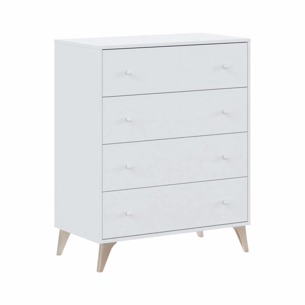 Cassettiera DMORA moderna con 4 cassetti per camera da letto, Bianco opaco, L: 78 cm, P: 40 cm, H: 95 cm – 2