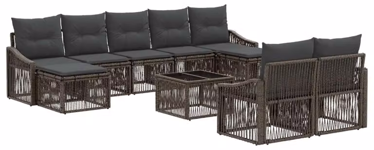 Set Divano da Giardino 10 pcs Grigio polyrattan
