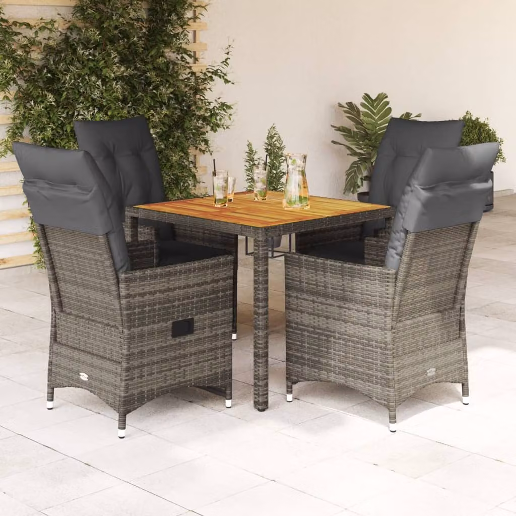 vidaXL Set da Pranzo da Giardino 5 pz in Polyrattan e Legno di Acacia Grigio