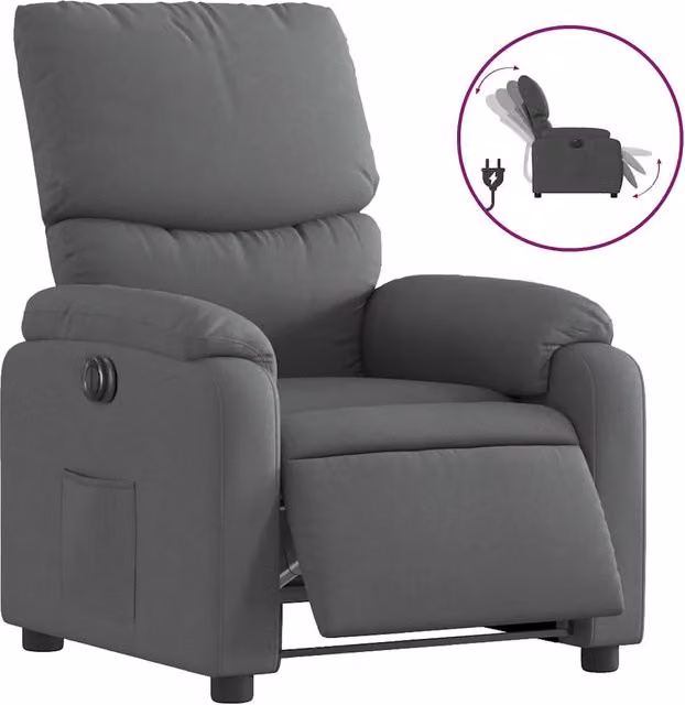 Poltrona | Sedia Relax Elettrica Reclinabile Grigio Scuro in Tessuto