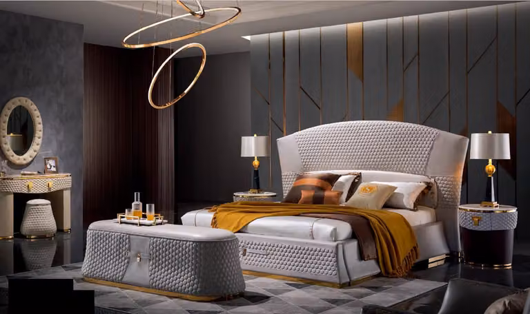 Bett Betten Doppelbett Schlafzimmer Leder Polster Doppelbetten 180x200cm