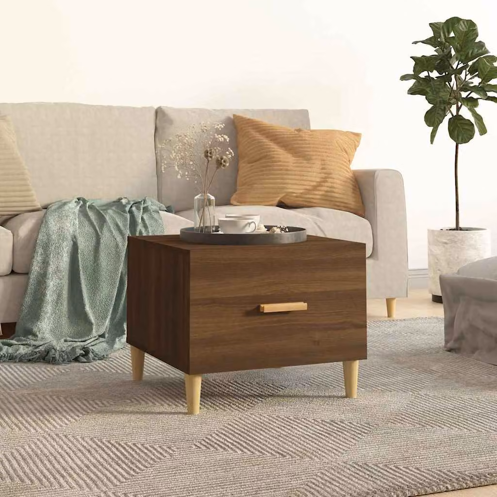 vidaXL Tavolino da Salotto Quadrato in Legno Rovere Marrone L/P/H: 50 x 50 x 40 cm