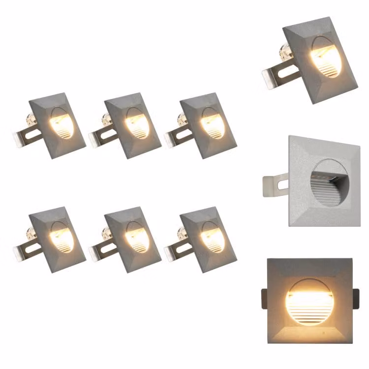 vidaXL Luci da parete per esterni 6 pz. LED 5 W Argento Quadrato - Illuminazione per esterni