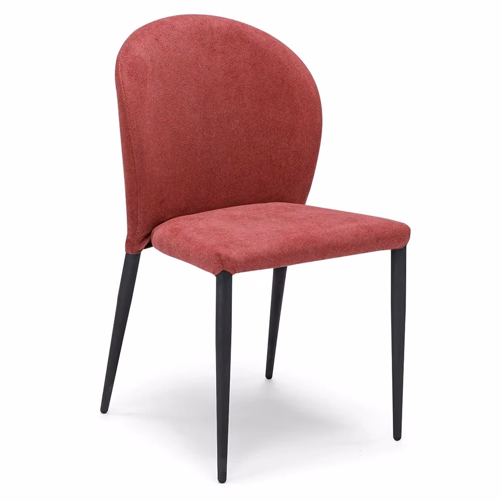 Set di 6 sedie imbottite Redokasa per sala da pranzo e cucina, design moderno, rivestimento in tessuto rosso, gambe in metallo, H 86.5 x L 48 cm x P 58 cm – 2