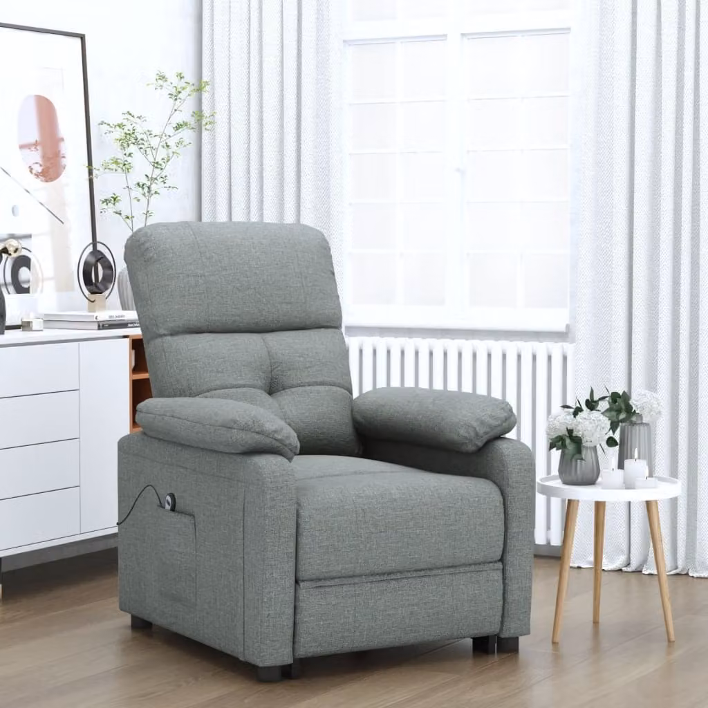 The Living Store Recliner elettrica in tessuto grigio scuro