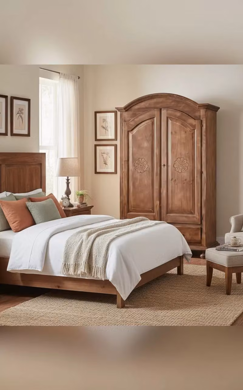 Armadio a 2 ante in legno stile arte povera Mobili 2G colore noce L: 125 cm, P: 61 cm, H: 200 cm – 2