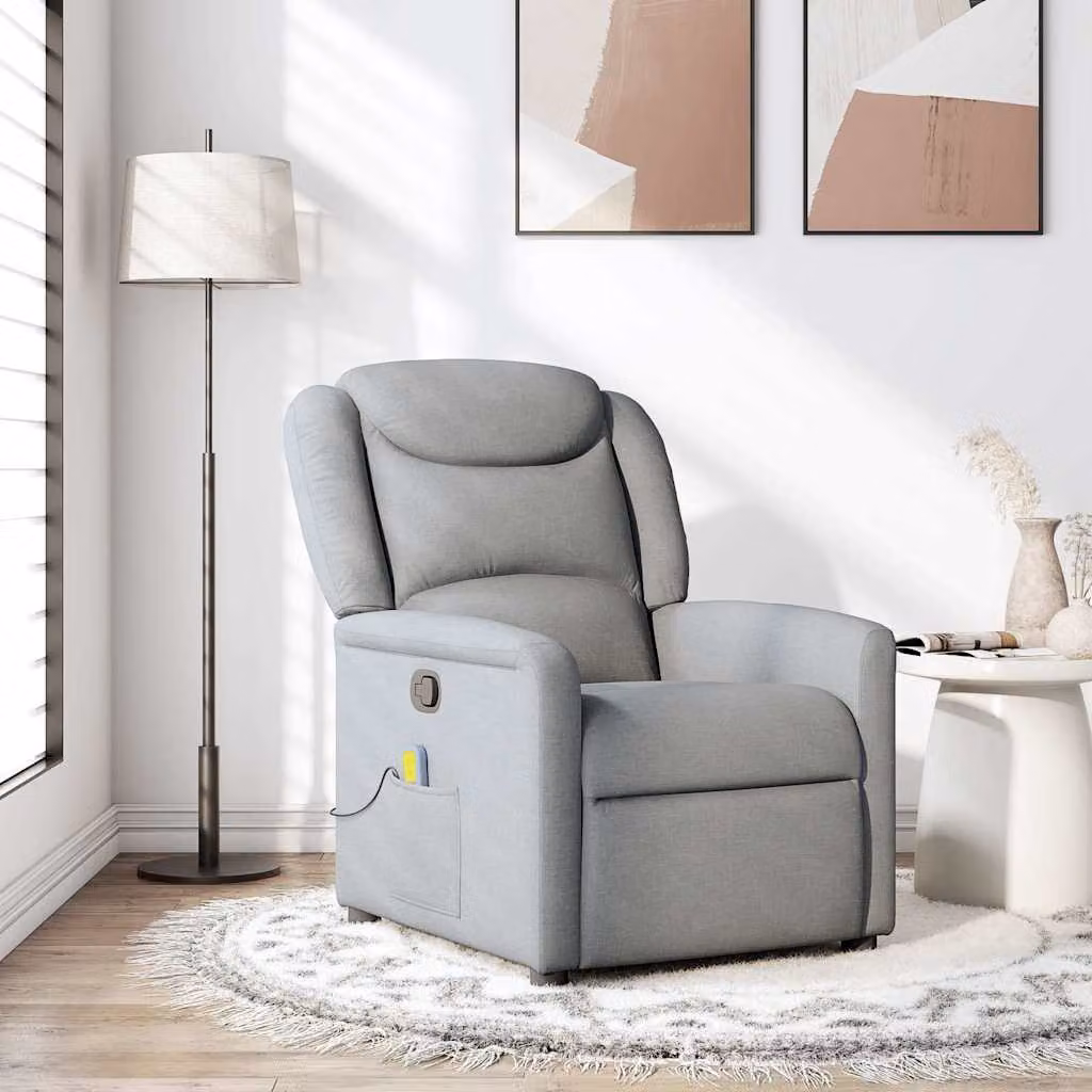 vidaXL Poltrona Relax Reclinabile Moderna in Tessuto Grigio con Braccioli