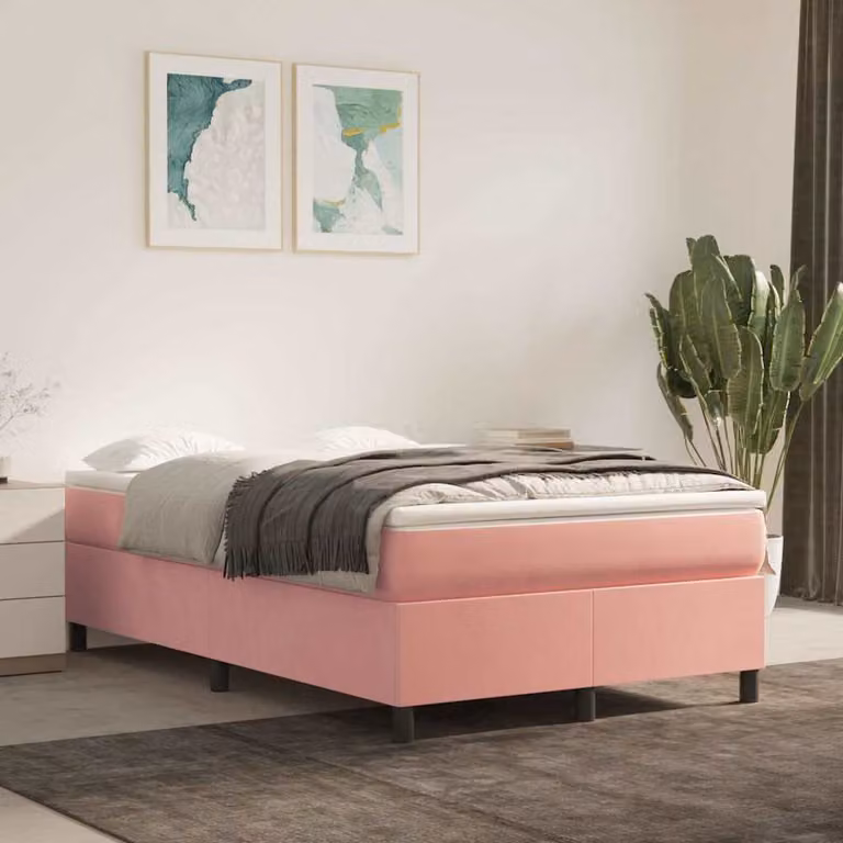 vidaXL Struttura Letto a Rete Imbottita in Velluto Rosa L: 120 cm, P: 200 cm, H: 35 cm