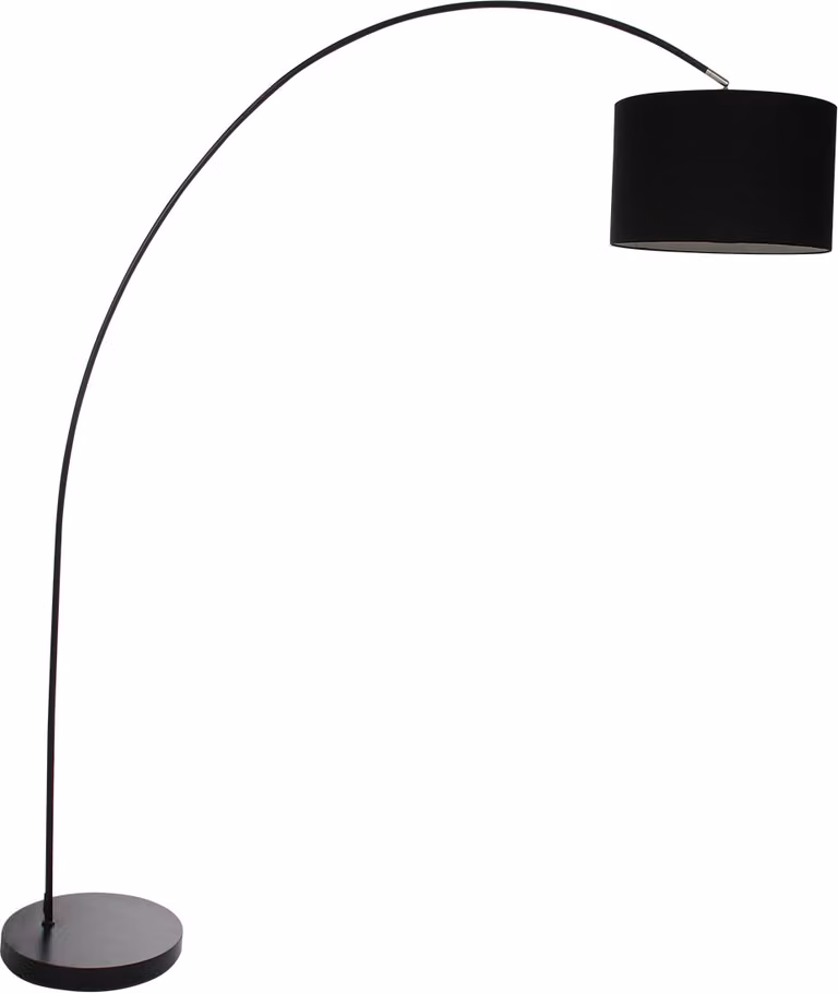 Lampada da terra - nero - Solva - metallo tessile - lampada ad arco - E27 - 7976ZW - Mexlite