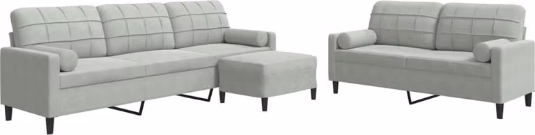 Set di Divani 3 pz con Cuscini e Rinforzi Grigio Chiaro Velluto
