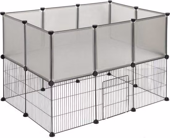 Parco giochi per cani stabile, compatto, grigio, robusto