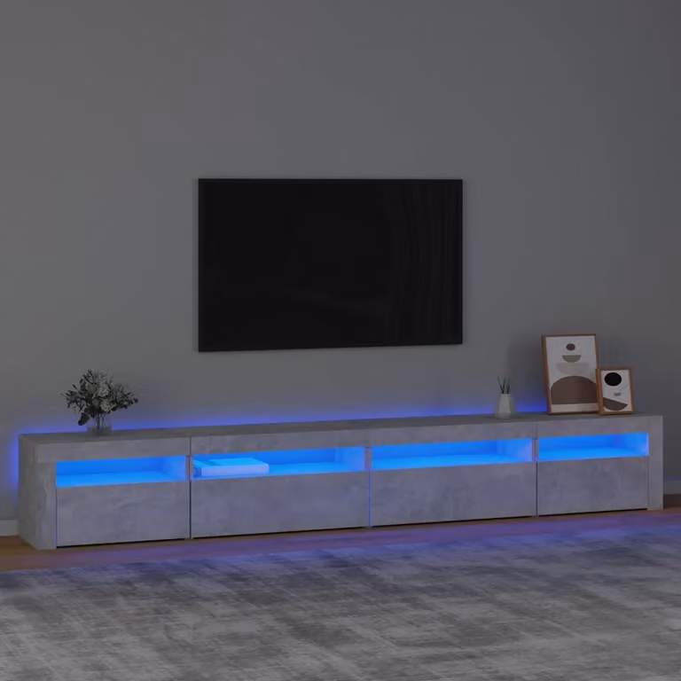 vidaXL Mobile Porta TV con Luci LED Grigio Cemento L: 270 cm, P: 40 cm, H: 35 cm