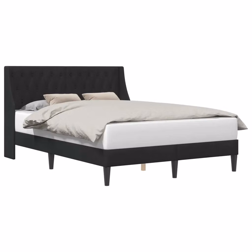 Letto moderno con testiera e giroletto in velluto nero DESIGN IN L/P/H: 140 x 200 x 96 cm – 2