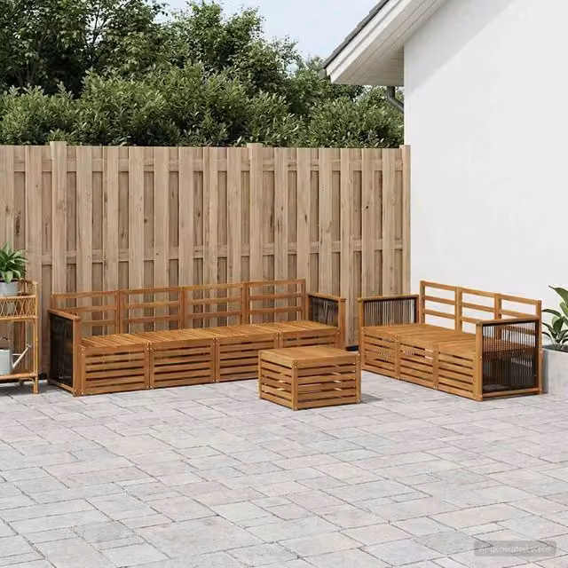 Set divani 8 pz Legno di Acacia Massello 3384110