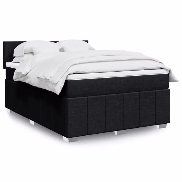 Letto Ibrido vidaXL con Giroletto a Molle e Materasso Nero in Tessuto L 160 x P 200 cm