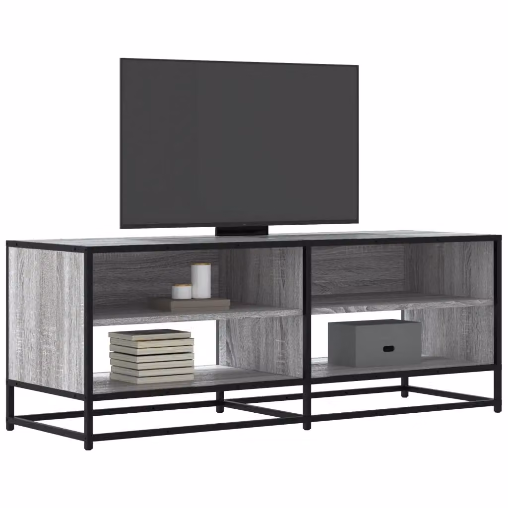 Mobile TV vidaXL in stile industriale, Grigio Sonoma, in legno e metallo, L 120,5 x P 40 x H 46 cm