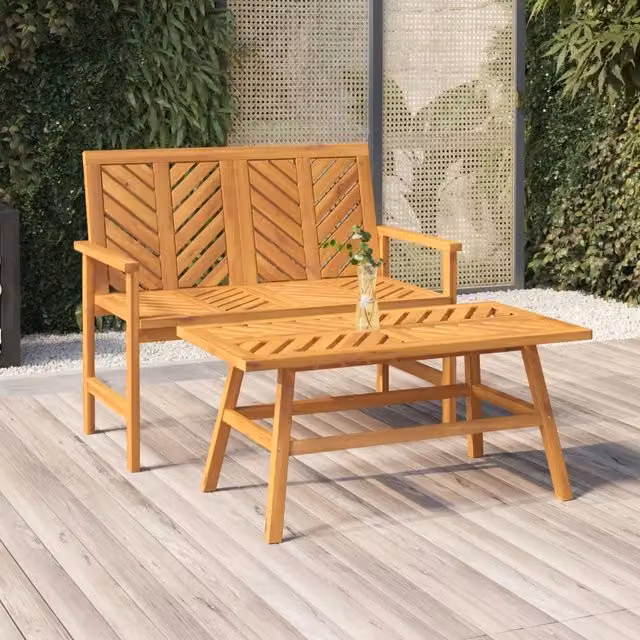 Panca da giardino vidaXL in legno di acacia oliato marrone con braccioli, L: 109 cm