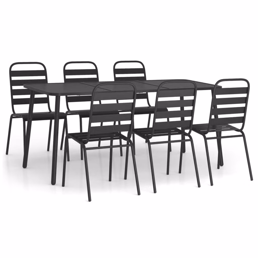 Set da Pranzo da Giardino 7 pz in Acciaio Antracite