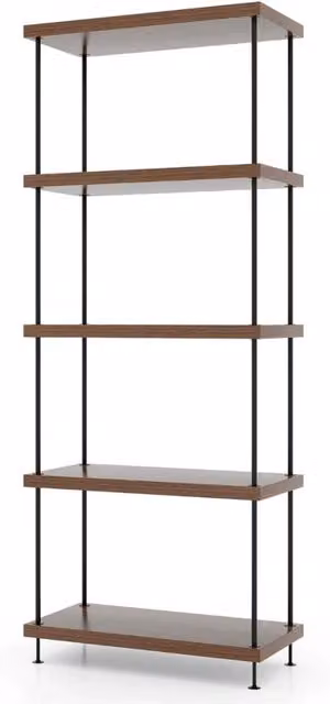 Libreria a 5 ripiani 60 x 29,5 x 147 cm design europeo versatile finitura effetto legno di noce 20_0019587