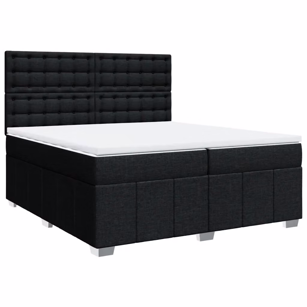 Letto Ibrido vidaXL con Giroletto a Molle e Materasso Nero e Bianco in Tessuto L/P/H: 200 x 200 x 150,5 cm – 2