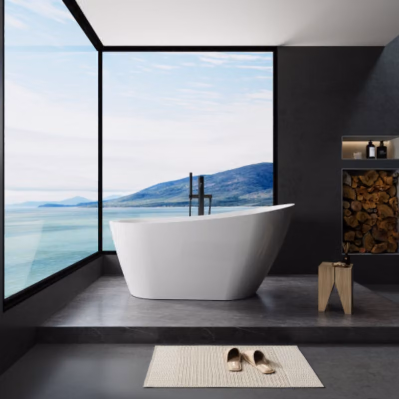 Vasca da bagno, vasca da bagno freestanding in acrilico, vasca da bagno freestanding moderna con scarico, 170 x 80 x 72 cm