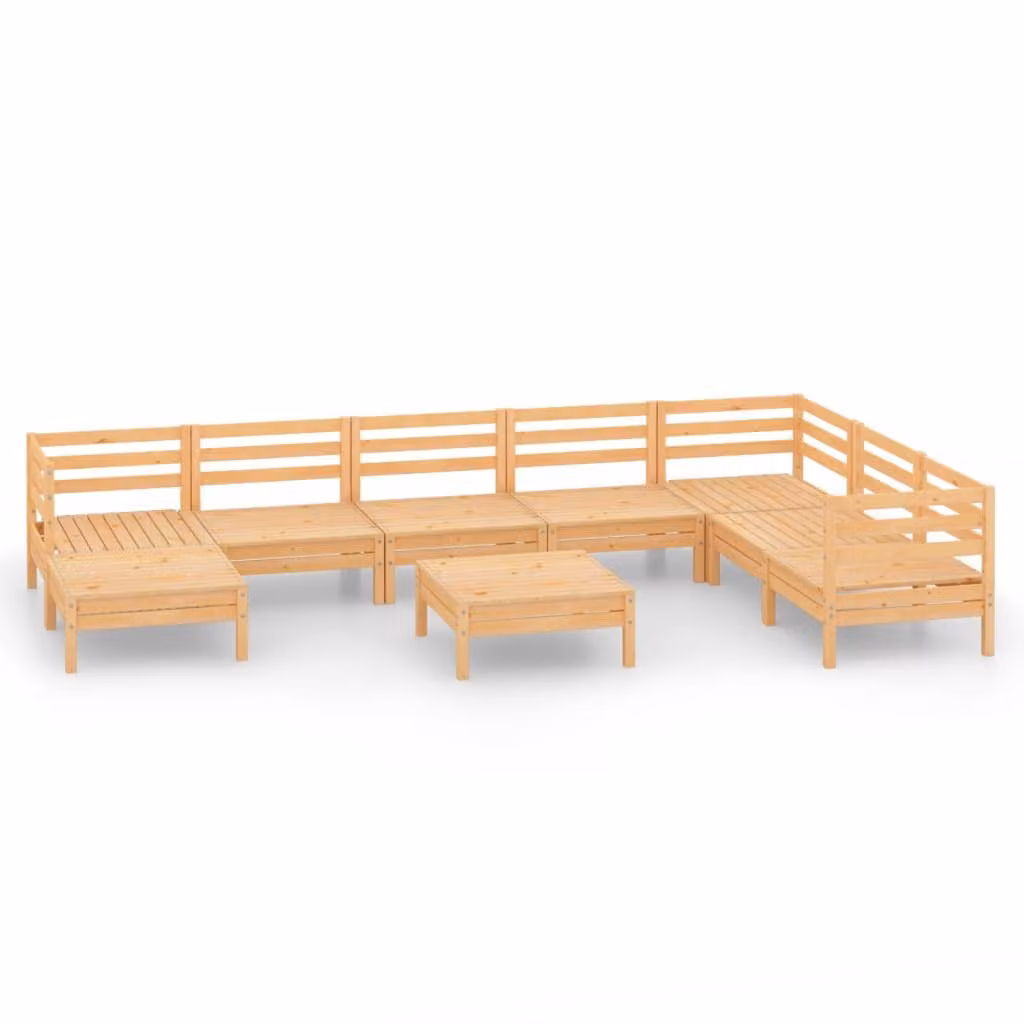 Set Salotto da Giardino 9 pz in Legno Massello di Pino