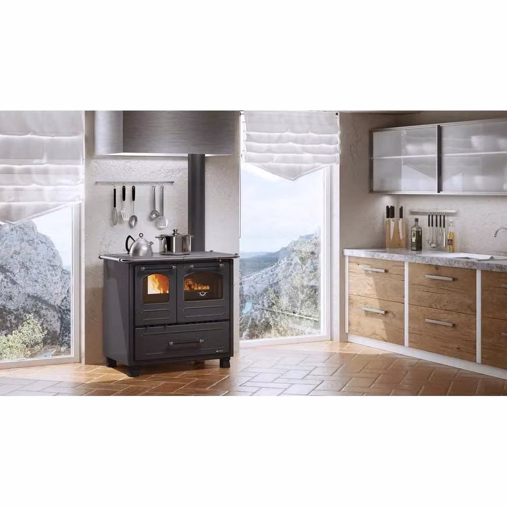 Cucina a Legna Nordica Family 4.5 in Ghisa 7,5 kW Colore Nero Antracite – 2