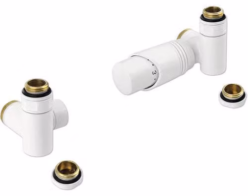 Set di raccordi termostatici Sapho, versione ad angolo, 1/2", bianco