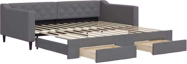 Divano letto | Sof¨¤ letto | Letto singolo Estraibile Cassetti Grigio Scuro 100x200cm Tessuto