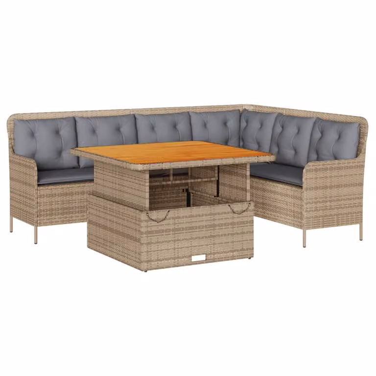 Set Divani da Giardino 2 pz con Cuscini Beige in Polyrattan