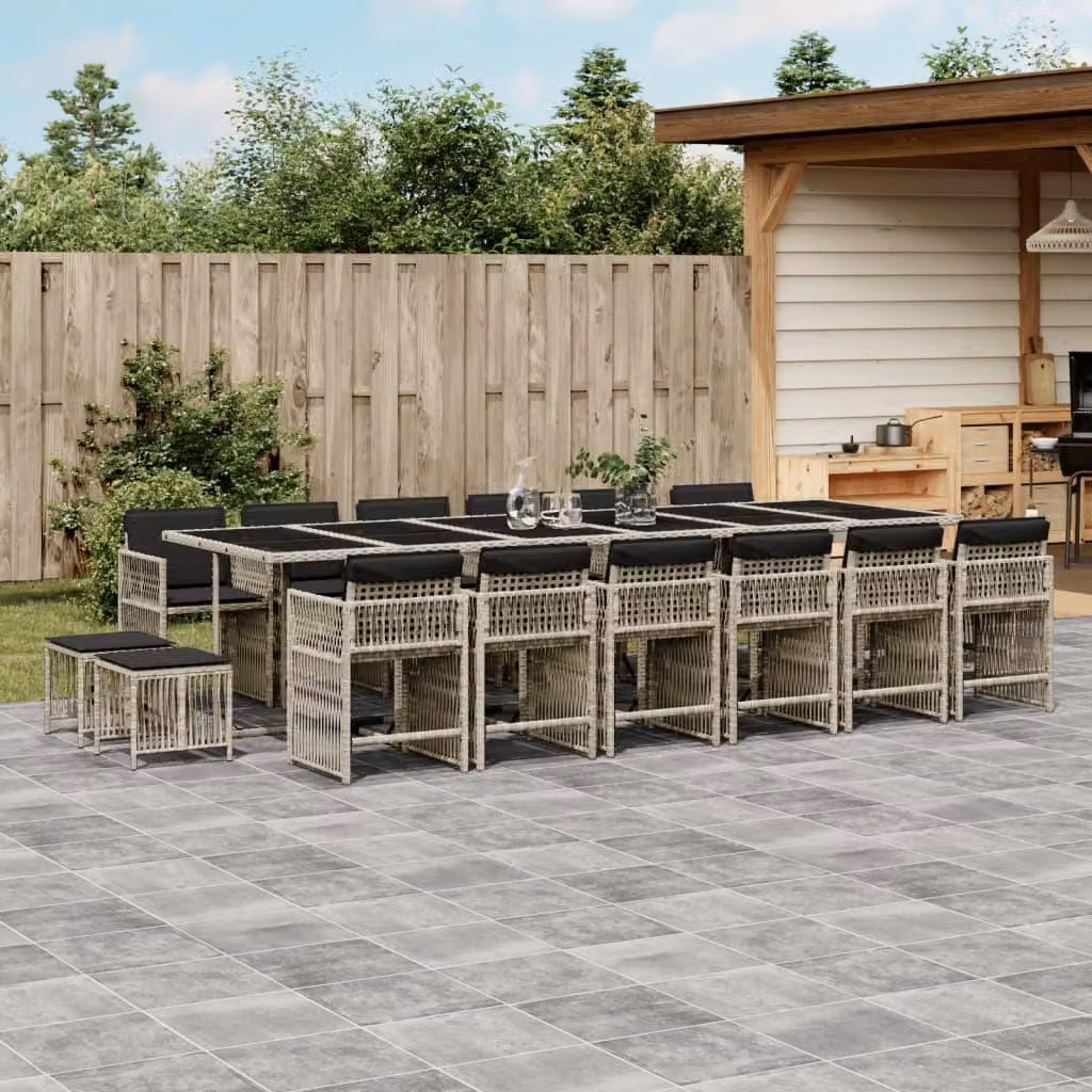 Maison Exclusive - Set da Pranzo da Giardino 17pz con Cuscini Grigio in Polyrattan