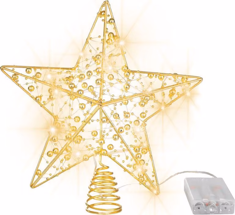 Stella di Natale MagicHome, in plastica, con timer, 10xLED bianco caldo, 25 cm, 2xAA