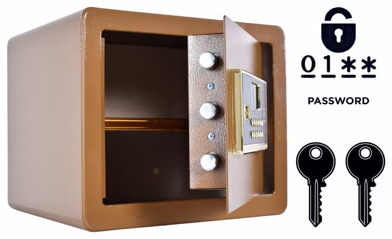 Cassaforte blindata per uso domestico con serratura elettronica e chiave 30x36x30 cm Marrone