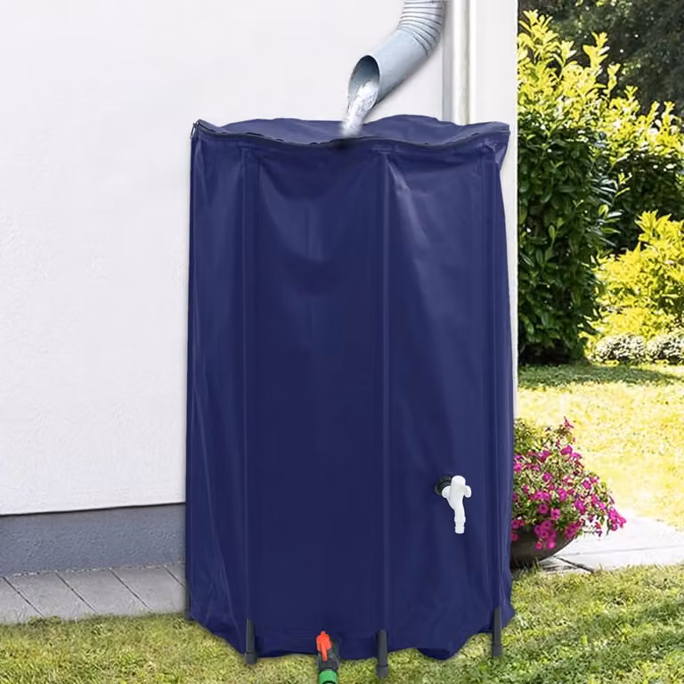 Serbatoio per acqua vidaXL in PVC blu con rubinetto e filtro, capacità 500 l