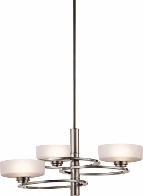 Lampadario Contemporaneo Aleeka Alluminio Peltro Classico Vetro 3 Luci G9 3 Led