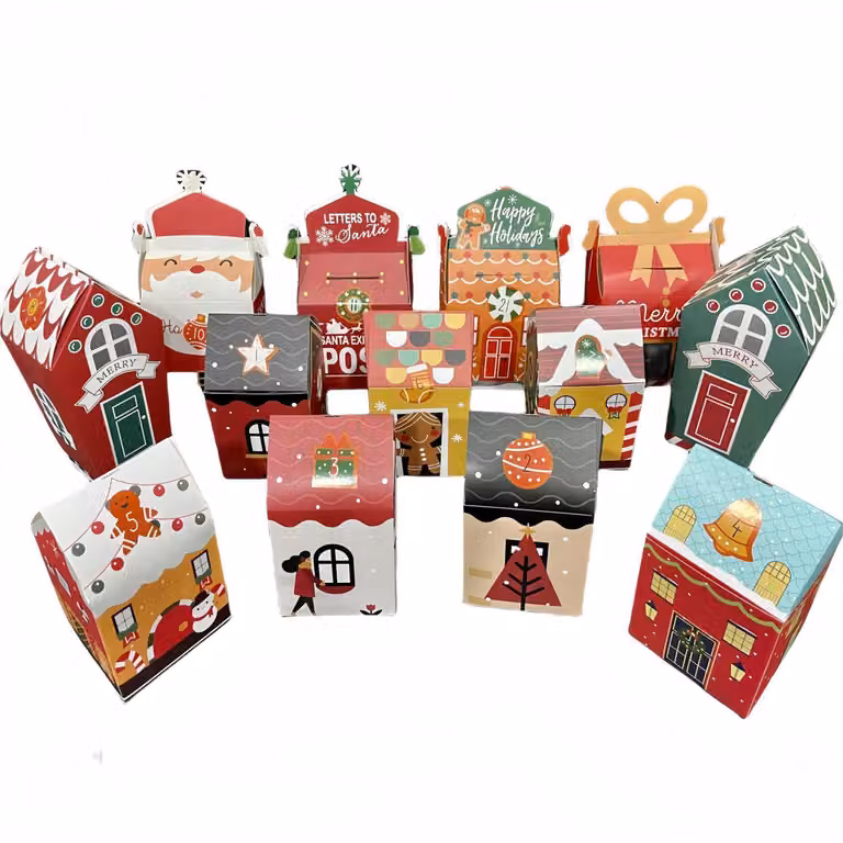 Calendario dell'Avvento da riempire, 24 pezzi. Scatole regalo di Natale fai-da-te, cartone per decorazioni e creazioni