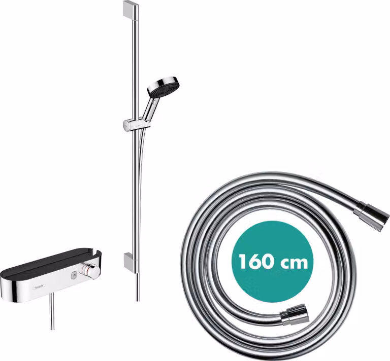 hansgrohe Pulsify Select S Système de douche 105, 3jet Relaxation, set avec thermostat, chrome, barre de douche 900mm, 24270000, 24270000