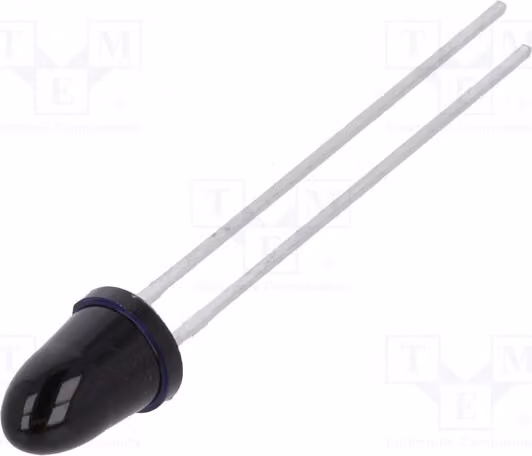 1 x Trasmettitore a infrarossi per montaggio su circuito stampato, lunghezza d'onda 950 nm, potenza 550 mW, angolo di emissione 5°, colore nero, dimensioni 5 mm, tensione di alimentazione 1,5÷1,8 V, modello SFH 4545, corrente di funzionamento 100 mA