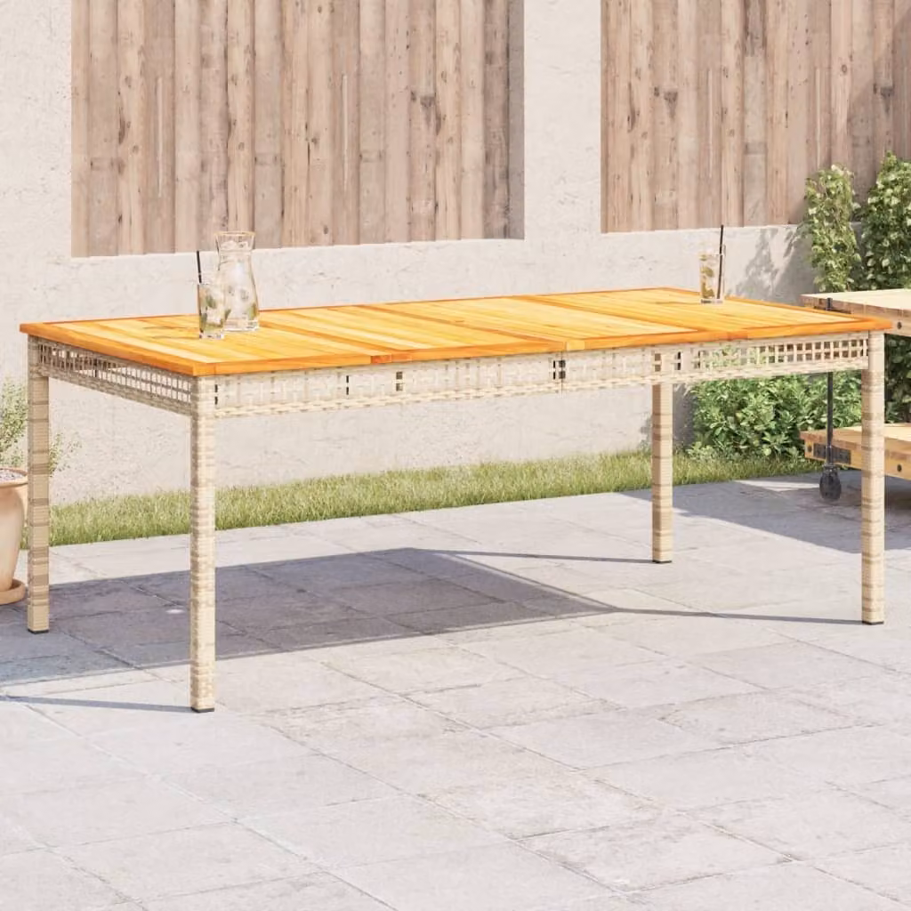 Maison Exclusive - Tavolo da giardino beige, 180x90x75 cm, in rattan sintetico e legno di acacia