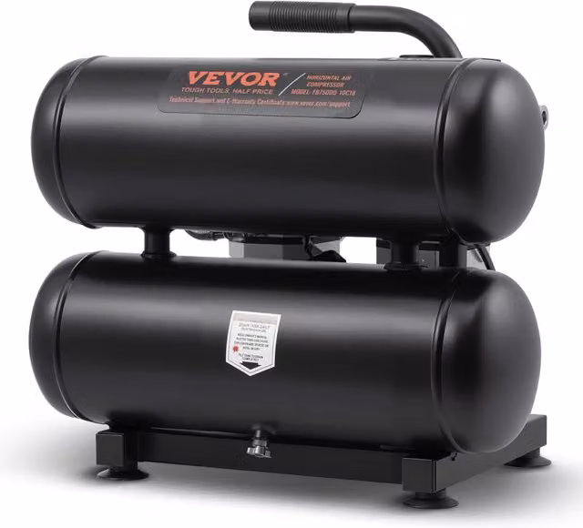 Compressore d'Aria Senza Olio 18L Serbatoio in Acciaio 650W Silenzioso Portatile per Fai da Te e Officina