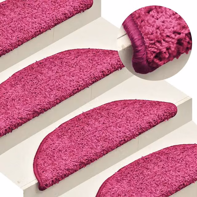 Set di 30 tappetini per scale semicircolari vidaXL, colore rosa, antiscivolo e fonoassorbenti, L: 56 cm, P: 20 cm, H: 3 cm – 1