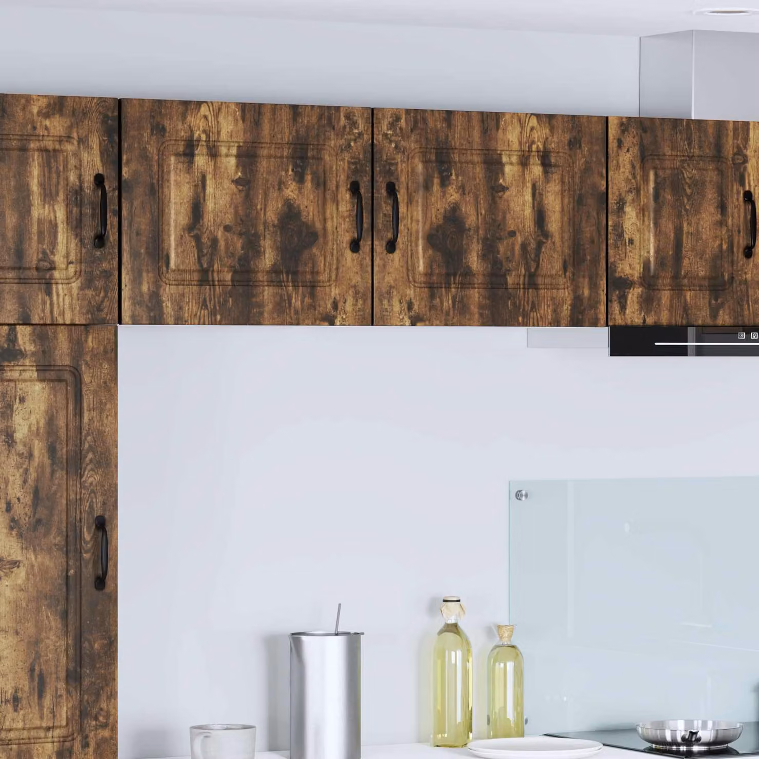 Set di 2 pannelli per lavastoviglie vidaXL Kalmar in legno MDF colore rovere fumé per cucina moderna