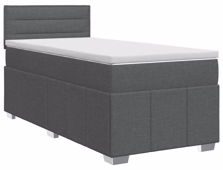 vidaXL Letto a molle con materasso grigio scuro 90 x 190 cm in tessuto