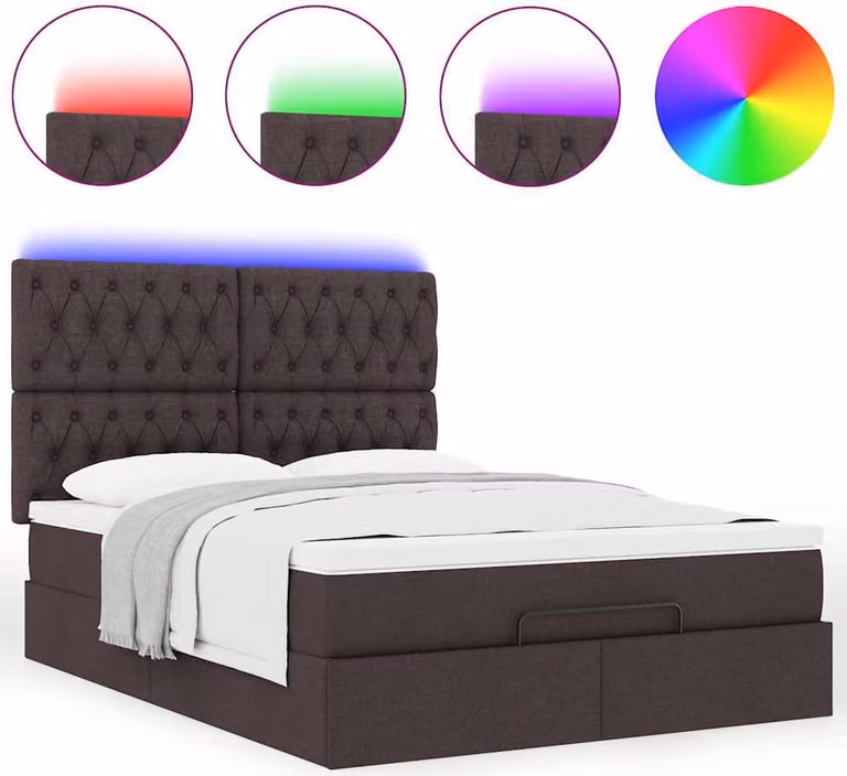Struttura Letto Pouf con Materasso 140x190 cm in Tessuto