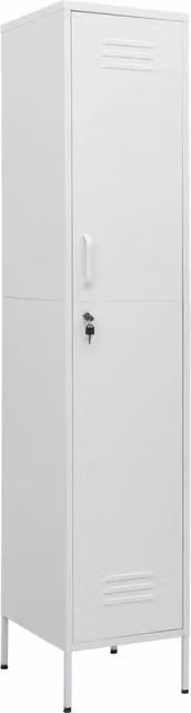 Armadietto da ufficio moderno HELLOSHOP26 in metallo bianco con ripiani regolabili e serratura L/P/H: 35 x 46 x 180 cm