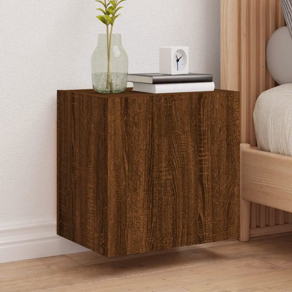 Set di 2 mobili TV da muro moderni vidaXL in legno Rovere Marrone, L 40,5 cm x P 30 cm x H 40 cm